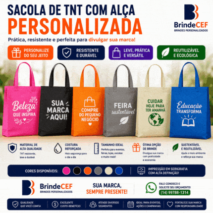 Sacola de tnt com Alça com costura Personalizada