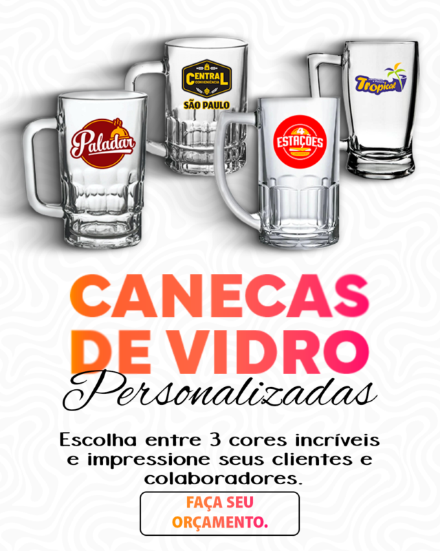 Caneca de Vidro Colorida Personalizada