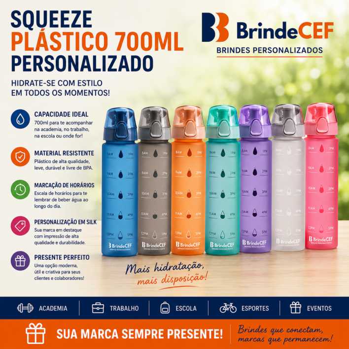 Squeeze Plástico 700ml Personalizado - C2416 Squeeze Plástico 700ml Personalizado - C2416