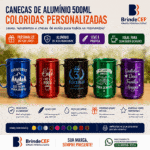 Canecas de Aluminio 500 ml Coloridas Personalizadas