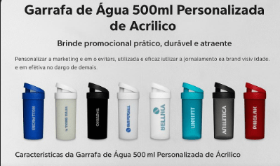Garrafinha de àgua 500 ml PersonalizadaAcqua Is Life 500ml