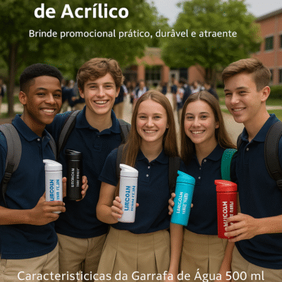 Garrafa de Água 500ml Personalizada de Acrílico 1 Garrafinha de àgua 500 ml PersonalizadaAcqua Is Life 500ml