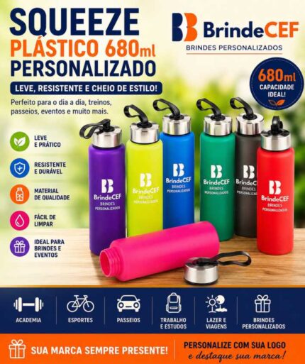Squeeze Plastico 680ml Personalizados