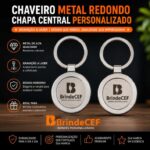 Chaveiro Metal Redondo Chapa Central Personalizado