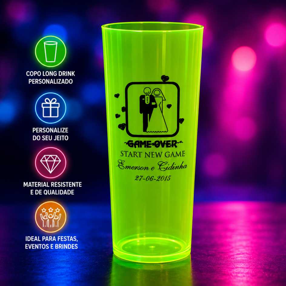Copo Long Drink Neon Personalizado Copo Long Drink Neon Personalizado