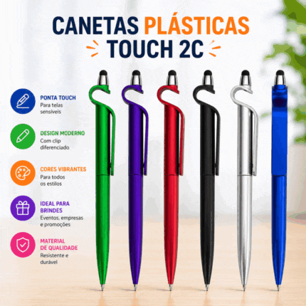 Canetas Plastica Touch 2c Personalizadas
