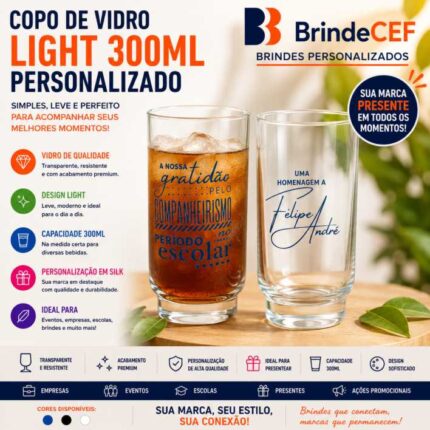 Copo de Vidro Personalizado Light 300ml