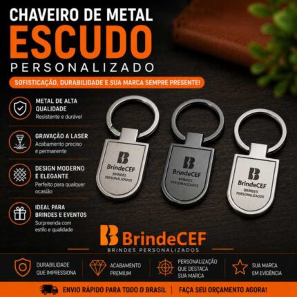 Chaveiro de Metal Escudo Personalizado