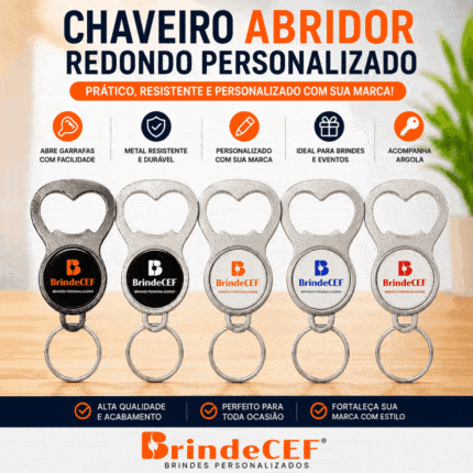 Chaveiros Personalizados Modelo Abridor Redondo