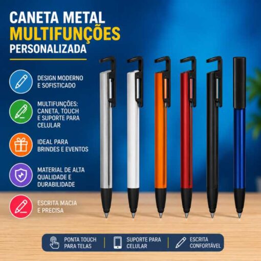 Caneta Metal Multifunções Personalizada