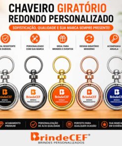 Chaveiro Personalizado Redondo Giratorio