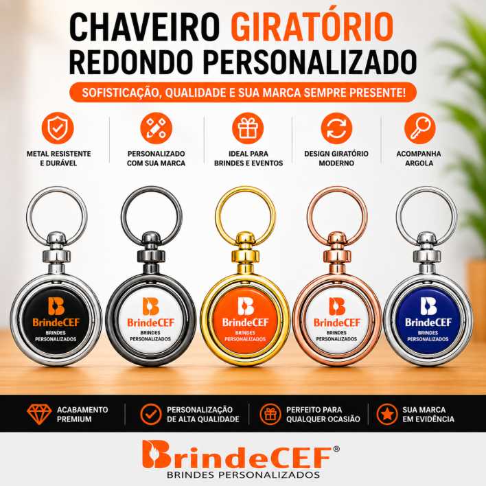 Chaveiro Personalizado Redondo Giratorio Chaveiro Personalizado Redondo Giratorio