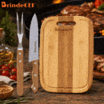 Kit Churrasco 3 Peças Inox e Madeira