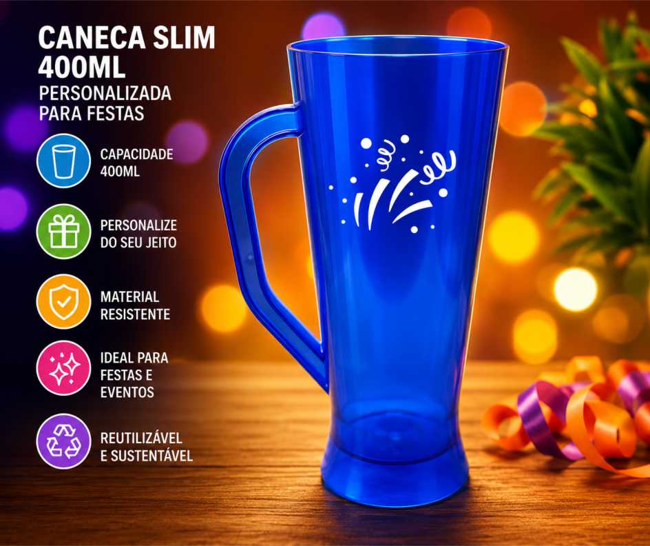 Caneca Slim 400ml Personalizada para Festas Caneca Slim 400ml Personalizada para Festas