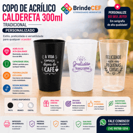 opo Caldereta de Acrílico Personalizado 300ml